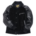 Y'2 LEATHER（ワイツーレザー）STEER SUEDE×STEER OIL RIB JACKET（ステアスエード×ステアオイル リブジャケット）/Black（ブラック）