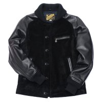 Y'2 LEATHER（ワイツーレザー）STEER SUEDE×STEER OIL RIB JACKET（ステアスエード×ステアオイル リブジャケット）/Black（ブラック）