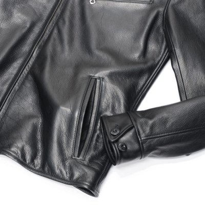 画像5: 【PointUp10%11/10迄】Y'2 LEATHER(ワイツーレザー)STEER OIL SINGLE RIDERS(ステアオイル襟付きシングルライダース)/Black(ブラック)