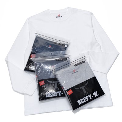 画像1: Hanes（ヘインズ）BEEFY Long Sleeve T-Shirt（ビーフィーロングスリーブTシャツ）/White（ホワイト）・Navy（ネイビー）・H.Grey（ヘザーグレー）・Dark Grey（ダークグレー）