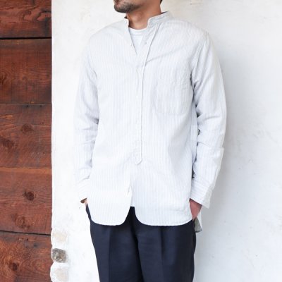 画像8: 『OUTLET』*A VONTADE（アボンタージ）Banded Collar Shirts（バンドカラーシャツ）Cotton Linen Chambray/Grey Stripe（グレーストライプ）