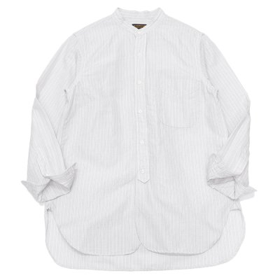 画像1: A VONTADE（アボンタージ）Banded Collar Shirts（バンドカラーシャツ）Cotton Linen Chambray/Grey Stripe（グレーストライプ）