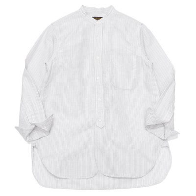 画像1: ＜50%OFF＞*A VONTADE（アボンタージ）Banded Collar Shirts（バンドカラーシャツ）Cotton Linen Chambray/Grey Stripe（グレーストライプ）