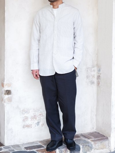 画像9: 『OUTLET』*A VONTADE（アボンタージ）Banded Collar Shirts（バンドカラーシャツ）Cotton Linen Chambray/Grey Stripe（グレーストライプ）