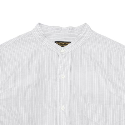 画像3: 『OUTLET』*A VONTADE（アボンタージ）Banded Collar Shirts（バンドカラーシャツ）Cotton Linen Chambray/Grey Stripe（グレーストライプ）