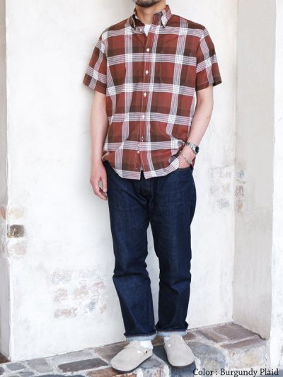 画像9: INDIVIDUALIZED SHIRTS（インディビジュアライズドシャツ）Classic Fit MBDM B.D Short Sleeve Shirt（クラシックフィットボタンダウンショートスリーブシャツ）"SUMMER PLAID" / Burgundy（バーガンディ系チェック）