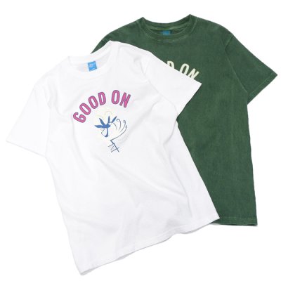 画像1: Good On（グッドオン）Logo Print Short Sleeve Crew Neck Tee（ロゴプリントショートスリーブクルーネックTシャツ）"GOOD COTTON"/White（ホワイト）・Dk.Green（ダークグリーン）