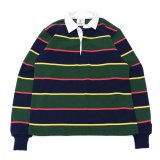 BARBARIAN（バーバリアン）クラシック ラガーシャツ-NEW FIT-（ALTERNATING STRIPES）/Navy×Gold×Bottle×Red（ネイビー×ゴールド×ボトル×レッド）