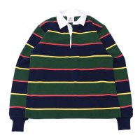 BARBARIAN（バーバリアン）Heavy Weight Rugby Collar Shirt（ヘビーウェイト ラグビーカラーシャツ）"ALTERNATING STRIPES" / Navy×Gold×Bottle×Red（ネイビー×ゴールド×ボトル×レッド）