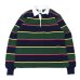 画像1: BARBARIAN（バーバリアン）Heavy Weight Rugby Collar Shirt（ヘビーウェイト ラグビーカラーシャツ）"ALTERNATING STRIPES" / Navy×Gold×Bottle×Red（ネイビー×ゴールド×ボトル×レッド） (1)