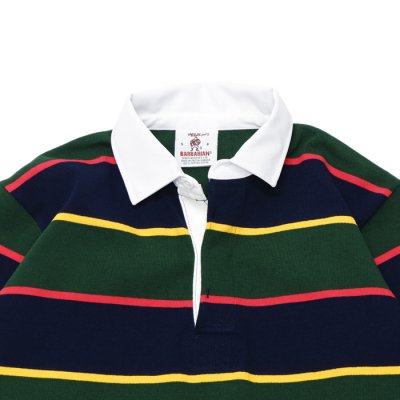 画像3: BARBARIAN（バーバリアン）Heavy Weight Rugby Collar Shirt（ヘビーウェイト ラグビーカラーシャツ）"ALTERNATING STRIPES" / Navy×Gold×Bottle×Red（ネイビー×ゴールド×ボトル×レッド）