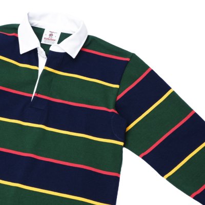 画像4: BARBARIAN（バーバリアン）Heavy Weight Rugby Collar Shirt（ヘビーウェイト ラグビーカラーシャツ）"ALTERNATING STRIPES" / Navy×Gold×Bottle×Red（ネイビー×ゴールド×ボトル×レッド）