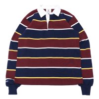 BARBARIAN（バーバリアン）Heavy Weight Rugby Collar Shirt（ヘビーウェイト ラグビーカラーシャツ） "ALTERNATING STRIPES" / Navy×Gold×Harvard×White（ネイビー×ゴールド×ハーバード×ホワイト）