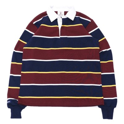 画像1: BARBARIAN（バーバリアン）Heavy Weight Rugby Collar Shirt（ヘビーウェイト ラグビーカラーシャツ） "ALTERNATING STRIPES" / Navy×Gold×Harvard×White（ネイビー×ゴールド×ハーバード×ホワイト）