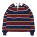 画像1: BARBARIAN（バーバリアン）Heavy Weight Rugby Collar Shirt（ヘビーウェイト ラグビーカラーシャツ） "ALTERNATING STRIPES" / Navy×Gold×Harvard×White（ネイビー×ゴールド×ハーバード×ホワイト） (1)
