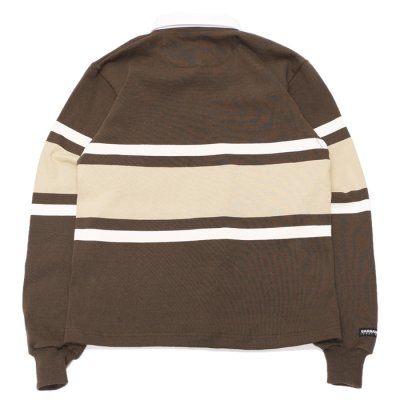 画像2: BARBARIAN（バーバリアン）Heavy Weight Rugby Collar Shirt（ヘビーウェイト ラグビーカラーシャツ） "COLLEGIATE STRIPE" / Moss×Ivory×Vegas Gold（モスグリーン×アイボリー×ベガスゴールド）