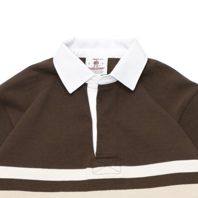 画像3: BARBARIAN（バーバリアン）Heavy Weight Rugby Collar Shirt（ヘビーウェイト ラグビーカラーシャツ） "COLLEGIATE STRIPE" / Moss×Ivory×Vegas Gold（モスグリーン×アイボリー×ベガスゴールド）