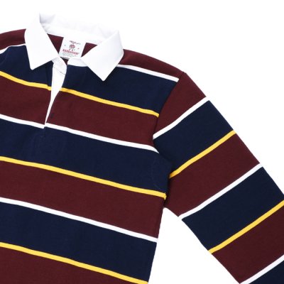 画像4: BARBARIAN（バーバリアン）Heavy Weight Rugby Collar Shirt（ヘビーウェイト ラグビーカラーシャツ） "ALTERNATING STRIPES" / Navy×Gold×Harvard×White（ネイビー×ゴールド×ハーバード×ホワイト）