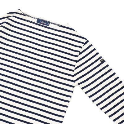 画像4: SAINT JAMES（セントジェームス）OUESSANT"ELBOW PATCH"（ウエッソンエルボーパッチ）/ECRU×MARINE+MARINE（キナリ×マリン+マリン）