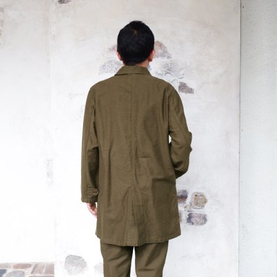 画像10: F.O.B FACTORY（エフオービーファクトリー）FRENCH BASK COAT（フレンチバスクコート）CL DOUBLECLOTH BACK SATIN/Olive（オリーブ）