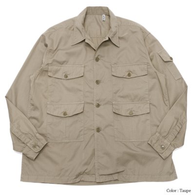 画像2: KAPTAIN SUNSHINE（キャプテンサンシャイン）Garment Dyed Safari Shirt Jacket（ガーメントダイドサファリシャツジャケット）FINX SATIN CLOTH/Taupe（トープ）・Ink Black（インクブラック）
