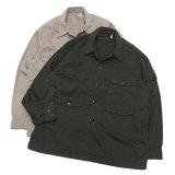 KAPTAIN SUNSHINE（キャプテンサンシャイン）Garment Dyed Safari Shirt Jacket（ガーメントダイドサファリシャツジャケット）FINX SATIN CLOTH/Taupe（トープ）・Ink Black（インクブラック）