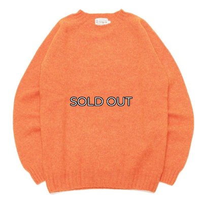 画像1: INVERALLAN（インバーアラン）Crew Neck Saddle Shoulder Sweater（クルーネックサドルショルダーセーター）Supersoft Shetland/Jaffa（オレンジ）