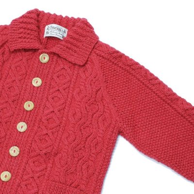 画像4: ★ポイント１０％（12/8迄）INVERALLAN（インバーアラン）3a Lumber Cardigan（3aランバーカーディガン）"Aran Knit" / Redcurrant（レッドカーラント）