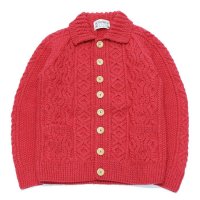 INVERALLAN（インバーアラン）3a Lumber Cardigan（3aランバーカーディガン）Aran/Redcurrant（レッドカーラント）