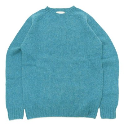 画像1: INVERALLAN（インバーアラン）Crew Neck Saddle Shoulder Sweater（クルーネックサドルショルダーセーター）Supersoft Shetland/Pennan Bay（ブルー）