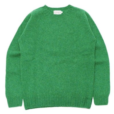 画像1: INVERALLAN（インバーアラン）Crew Neck Saddle Shoulder Sweater（クルーネックサドルショルダーセーター）Supersoft Shetland/Pixie（グリーン）