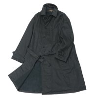 *A VONTADE（アボンタージ）Atelier Overcoat with Belt（アトリエオーバーコート）”Cotton Linen Herringbone Brushed Lining" / Lamp Black（ランプブラック）