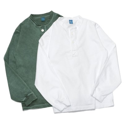 画像1: Good On（グッドオン）Long Sleeve Heavy Henley Neck Tee（ロングスリーブヘビーヘンリーネックTシャツ）"Washed","Pigment Dye"/White（ホワイト）・Slate（スレート）