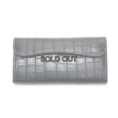 画像1: WILD SWANS（ワイルドスワンズ）WAVE（ウェイブ）ロングウォレット/ブラック"クロコダイル"×キャメル"ブッテーロ"