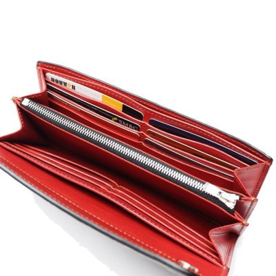 画像9: WILD SWANS（ワイルドスワンズ）WAVE（ウェイブ）ロングウォレット/ブラック"クロコダイル"×レッド"ブッテーロ"