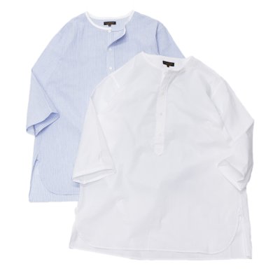 画像1: A VONTADE（アボンタージ）Sleeping Shirts 3/4 Sleeve（スリーピングシャツ7分袖）Hard Twist Yarn Seersucker/White（ホワイト）・Blue Stripe（ブルーストライプ）