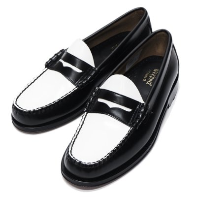 画像1: G.H.BASS（ジーエイチバス）LARSON MOC PENNY LOAFER（ラーソンモックペニーローファー）レザーソール/Black×White（ブラック×ホワイト）