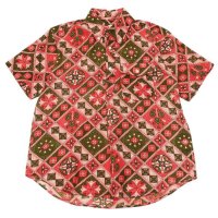 ENGINEERED GARMENTS（エンジニアードガーメンツ）Popover BD Shirt（ポップオーバーボタンダウンシャツ）"Cotton Ethno Print"/ Pink×Olive（ピンク×オリーブ）