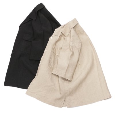 画像1: KAPTAIN SUNSHINE（キャプテンサンシャイン）Linen Silk Open Collar Shirt（リネンシルクオープンカラーシャツ）WASHED LINEN SILK CLOTH/Natural（ナチュラル）・Ink Black（インクブラック）