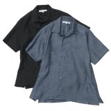 INDIVIDUALIZED SHIRTS（インディビジュアライズドシャツ）Camp Collar Short Sleeve Shirt（キャンプカラーショートスリーブシャツ）"LINEN"/Navy（ネイビー）・Black（ブラック）