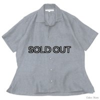 『OUTLET』INDIVIDUALIZED SHIRTS（インディビジュアライズドシャツ）Camp Collar Short Sleeve Shirt（キャンプカラーショートスリーブシャツ）"LINEN TWILL" / Navy（ネイビー）※Lサイズのみ