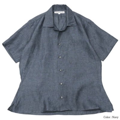 画像2: INDIVIDUALIZED SHIRTS（インディビジュアライズドシャツ）Camp Collar Short Sleeve Shirt（キャンプカラーショートスリーブシャツ）"LINEN"/Navy（ネイビー）・Black（ブラック）