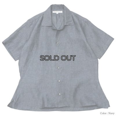 画像1: 『OUTLET』INDIVIDUALIZED SHIRTS（インディビジュアライズドシャツ）Camp Collar Short Sleeve Shirt（キャンプカラーショートスリーブシャツ）"LINEN TWILL" / Navy（ネイビー）※Lサイズのみ