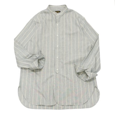 画像1: *A VONTADE（アボンタージ）Banded Collar Shirts（バンドカラーシャツ）"End on End Broad" / Blue Stripe（ブルーストライプ）※Mサイズのみ