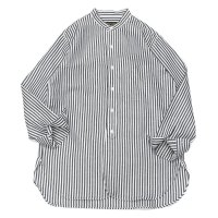 *A VONTADE（アボンタージ）Banded Collar Shirts（バンドカラーシャツ）"Cotton Linen Chambray" / Navy Stripe（ネイビーストライプ）