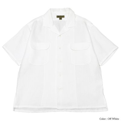 画像2: Nigel Cabourn（ナイジェル・ケーボン）OPEN COLLAR SHIRT（オープンカラーシャツ）Linen Twill/Off White（オフホワイト）・Beige（ベージュ）・Charcoal Grey（チャコールグレー）