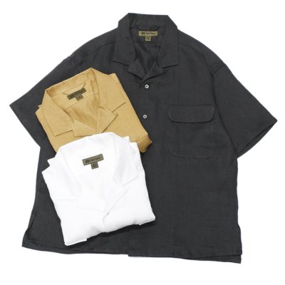 画像2: Nigel Cabourn（ナイジェル・ケーボン）OPEN COLLAR SHIRT（オープンカラーシャツ）Linen Twill/Off White（オフホワイト）・Beige（ベージュ）・Green（グリーン）・Charcoal（チャコールグレー）