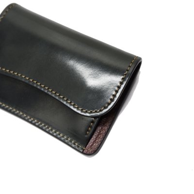 画像3: WILD SWANS(ワイルドスワンズ)Tongue(タング)マルチコインケース/ブラック"シェルコードバン"×バーガンディ"型押しイングリッシュブライドル"