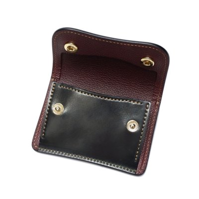 画像6: WILD SWANS(ワイルドスワンズ)Tongue(タング)マルチコインケース/ブラック"シェルコードバン"×バーガンディ"型押しイングリッシュブライドル"