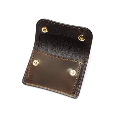 画像6: WILD SWANS（ワイルドスワンズ）TONGUE（タング）マルチコインケース/ダークコニャック"シェルコードバン"×ダークブラウン"型押しイングリッシュブライドル"